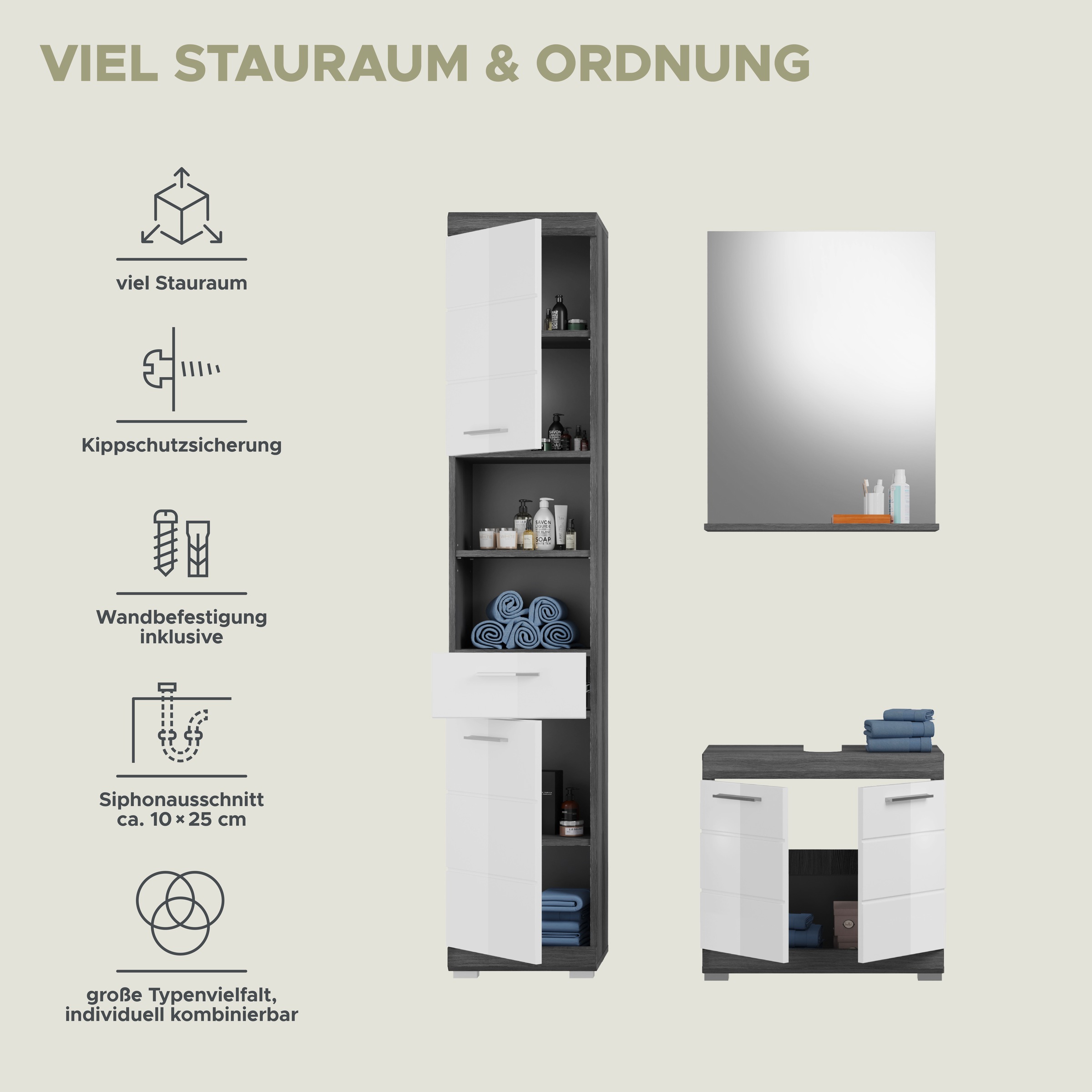 INOSIGN Badmöbel-Set »Siena, 3 teilig, bestehend aus:« Set, TOPSELLER!, 3 Stk. tlg.