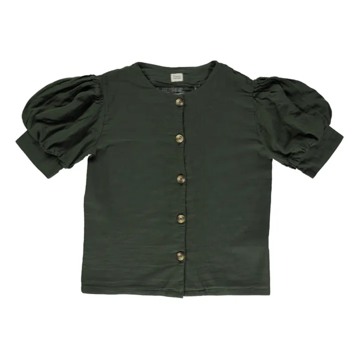 Poudre Organic Blouse Double Gaze de Coton Bio Poire | Vert foncé