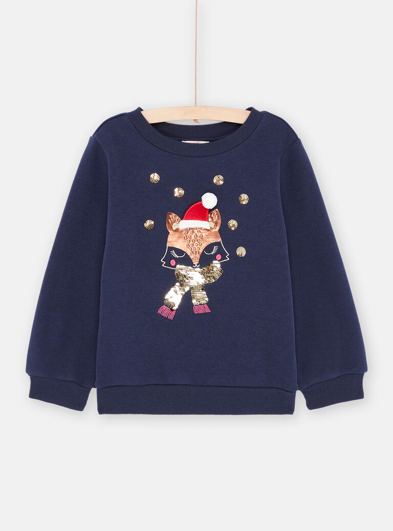 Sweat marine animation renard pour fille
