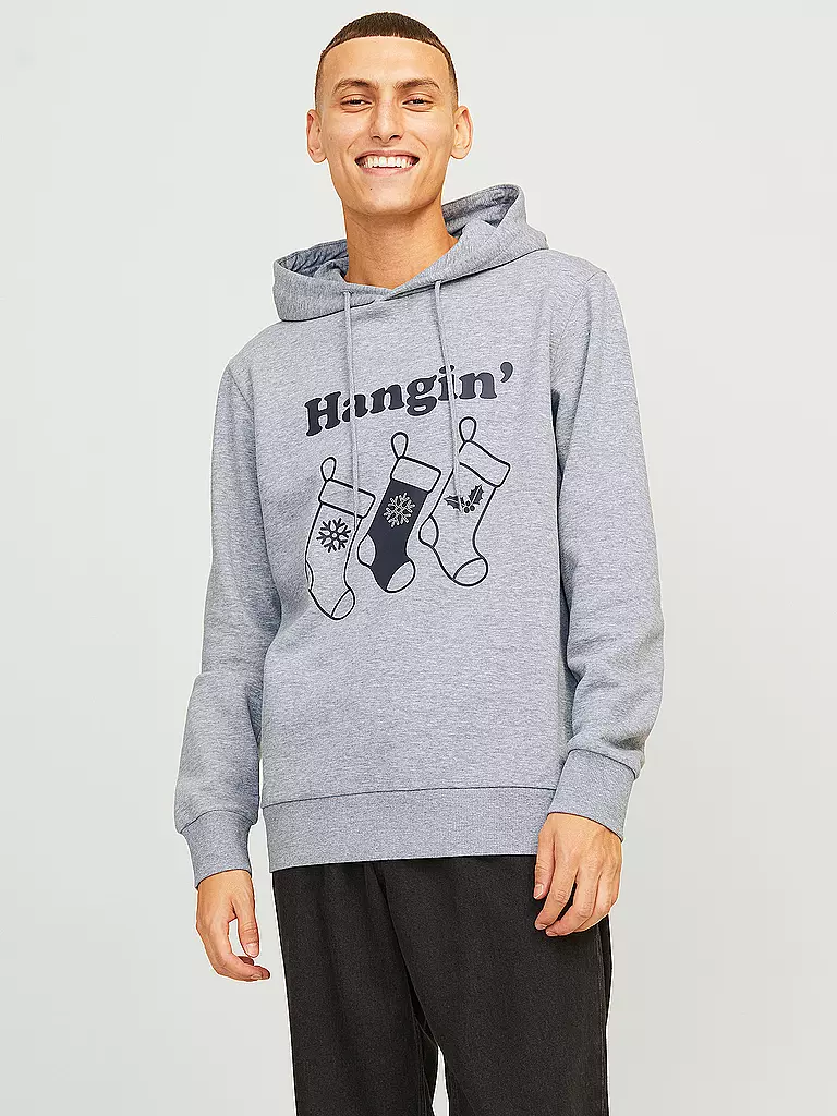 JACK & JONES Kapuzensweater - Hoodie JJXMAS  hellgrau