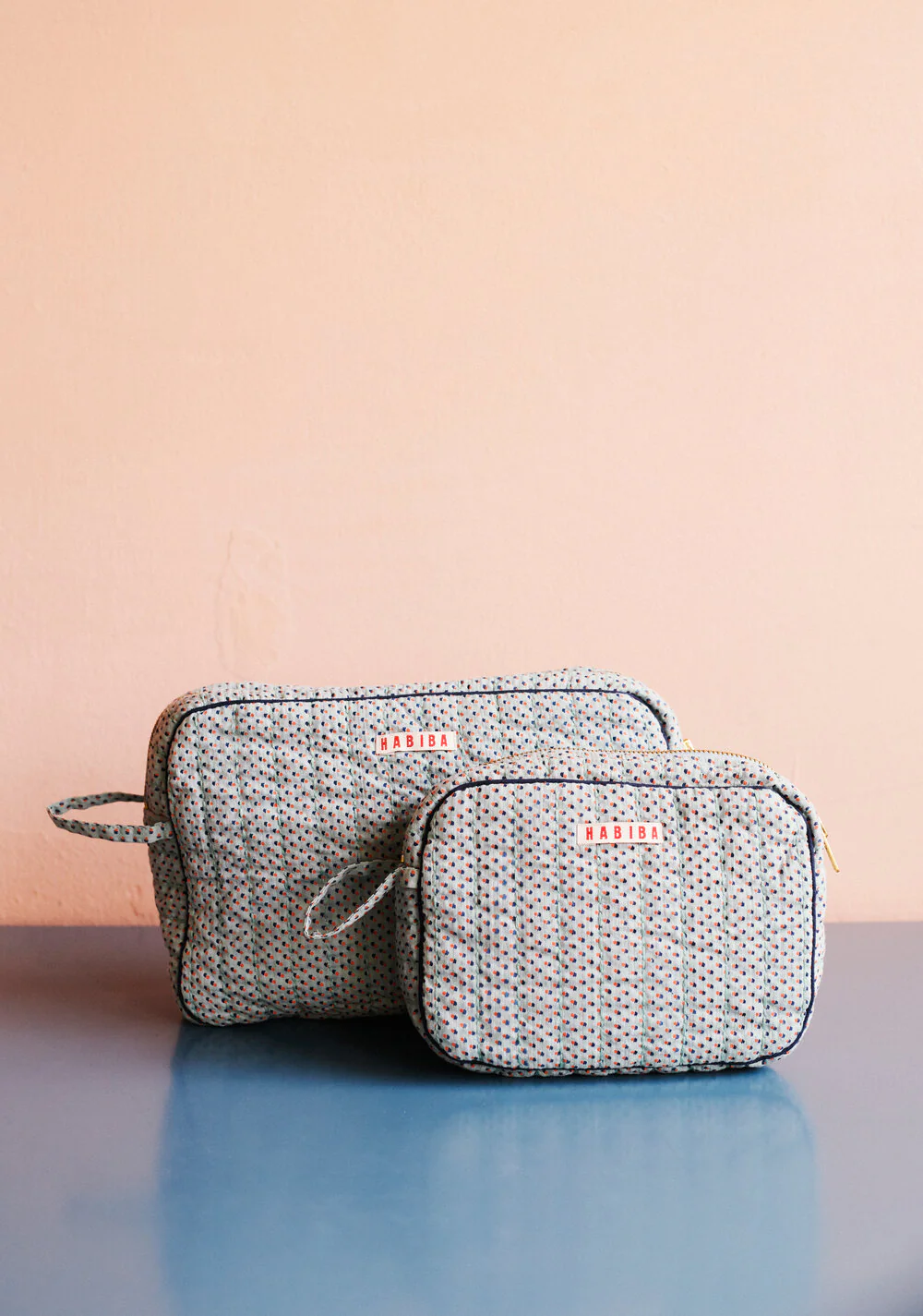 HABIBA  Dotty Seersucker makeuppung - Pastel Blue