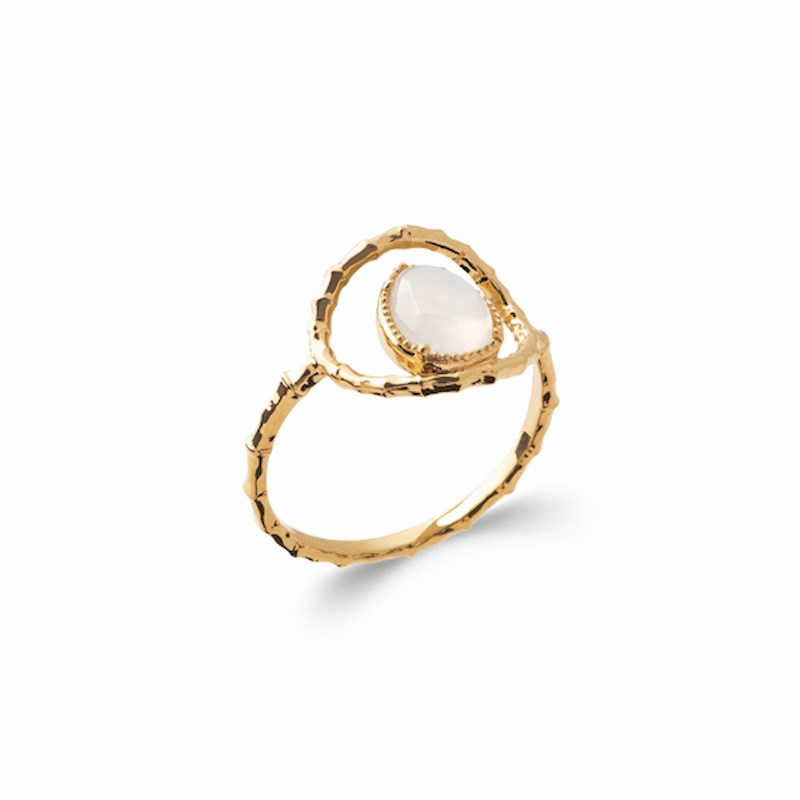 Bague Fine Plaqué Or Pierre de Lune Pierres Precieuses
