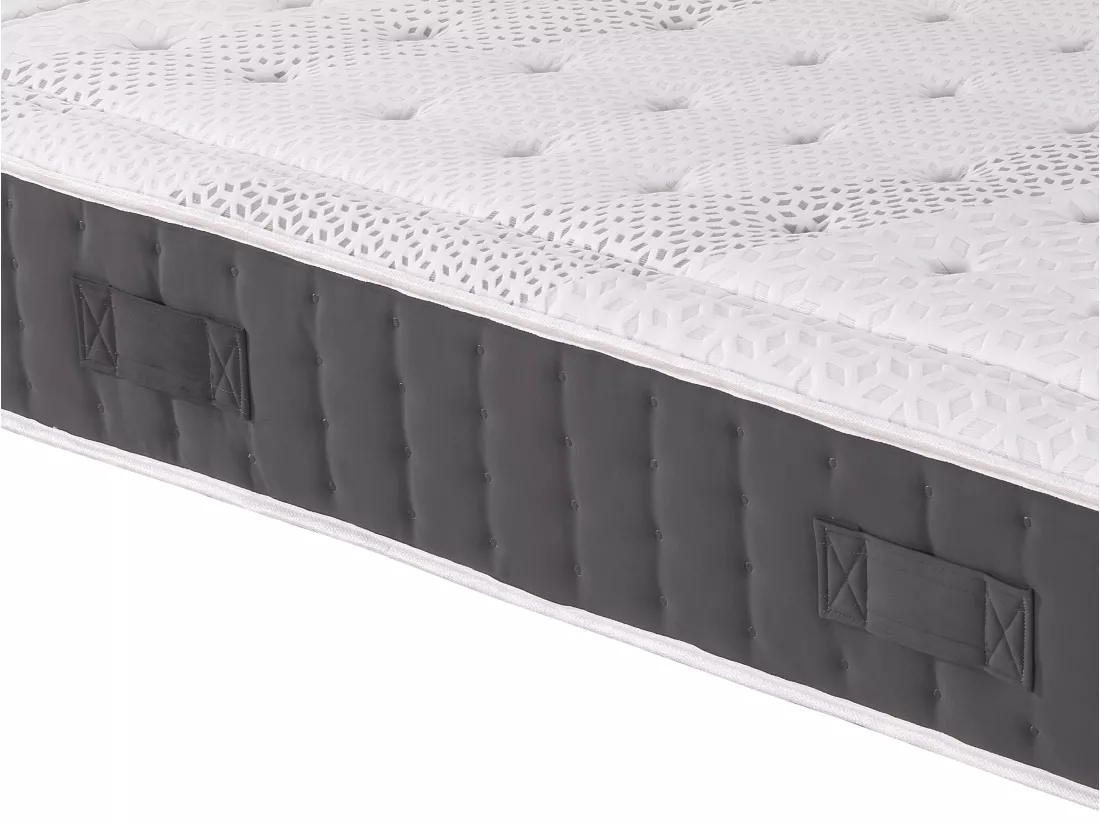 Ensemble 180 x 200 cm sommier coffre blanc + matelas hybride ressorts ensachés accueil mémoire de forme ép.27cm - ATLANTIDE de YSMÉE