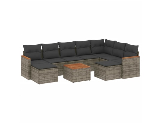 VIDAXL - Salon extérieur Salon de jardin avec coussins 10 pcs gris résine tressée