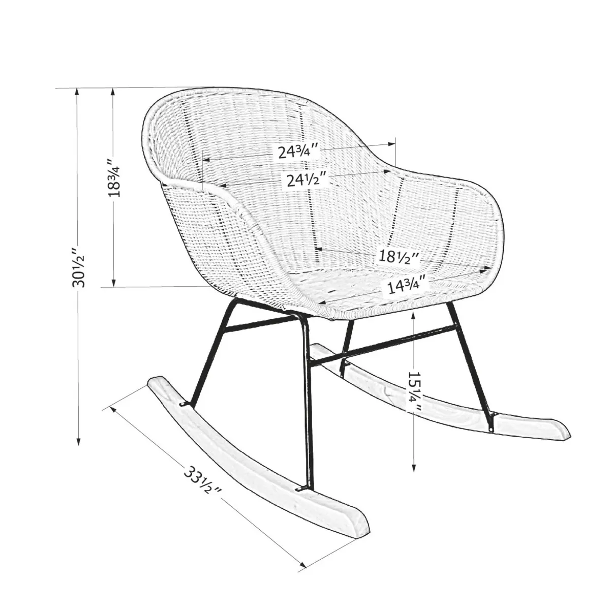 South Shore Chaise Berçante - Balka Rotin Noir