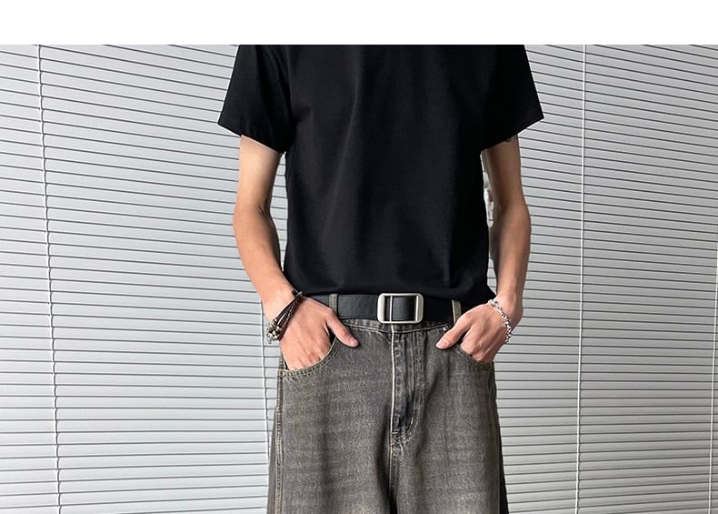 AXEN - Mid Rise Washed Wide Leg Jeans