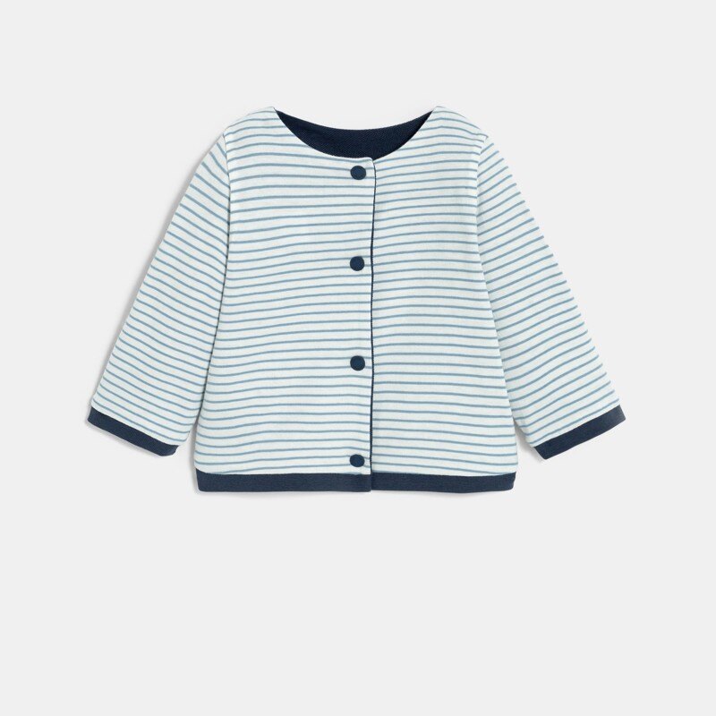 Gilet réversible coton piqué bleu bébé garçon Bleu