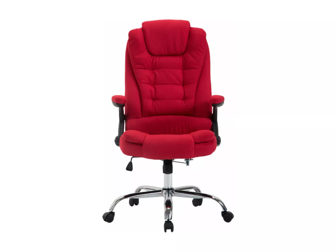 Chaise de bureau - Tissu & Métal chromé - Rouge - Thor