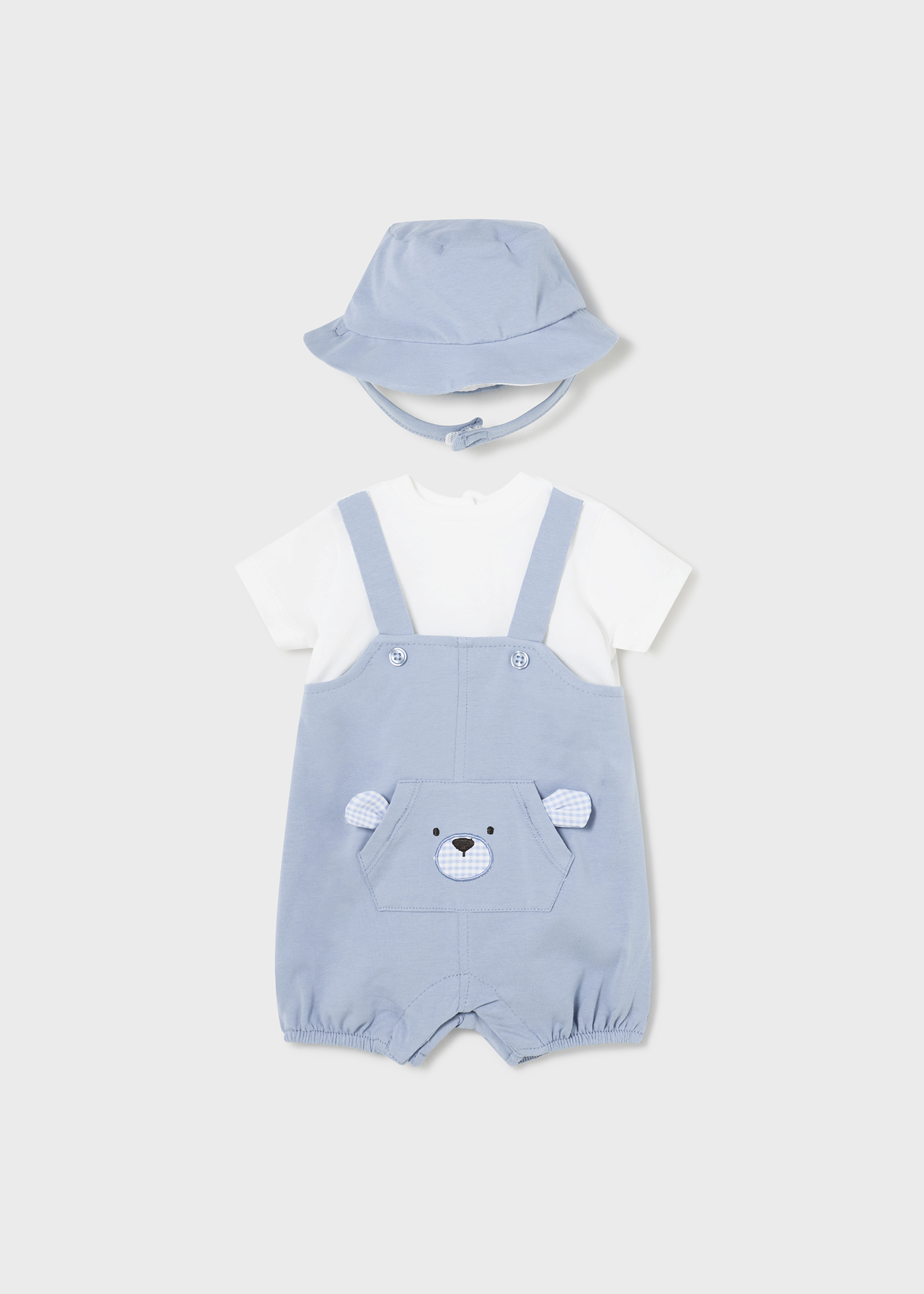 Macacão infantil Better Cotton Jade com gorro.