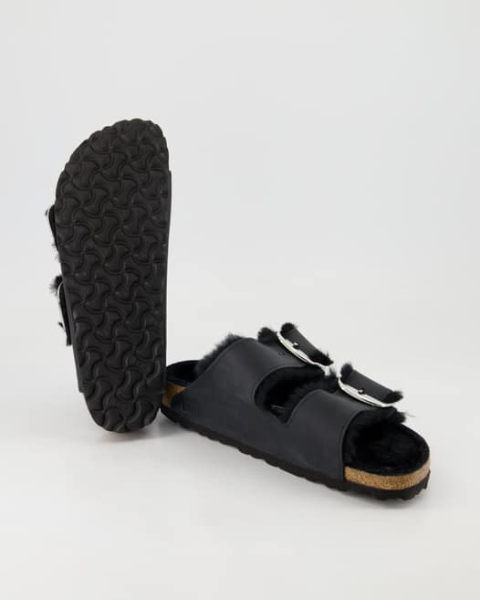 Birkenstock Arizona Big Buckle Sherling Pantoletten in Schwarz