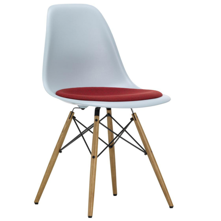 Vitra Eames DSW stoel vast zitkussen red/moorbrown, ijsgrijs