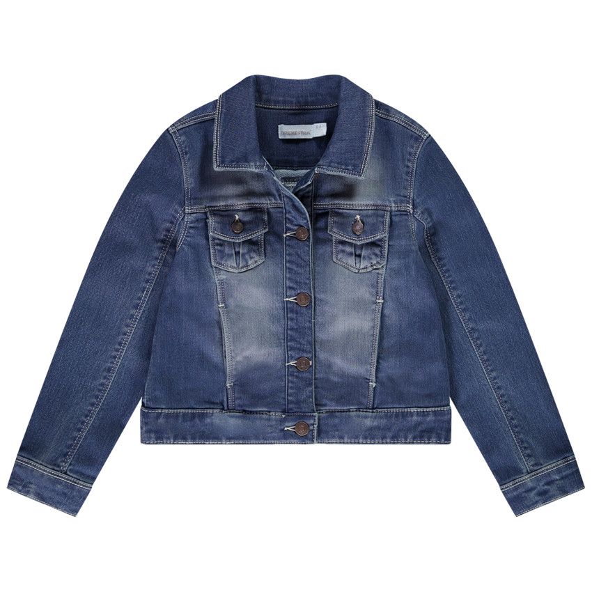 Veste effet jean en molleton avec poches pour fille - Bleu moyen