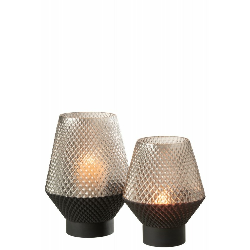 Vase avec motifs en verre gris 18x26cm