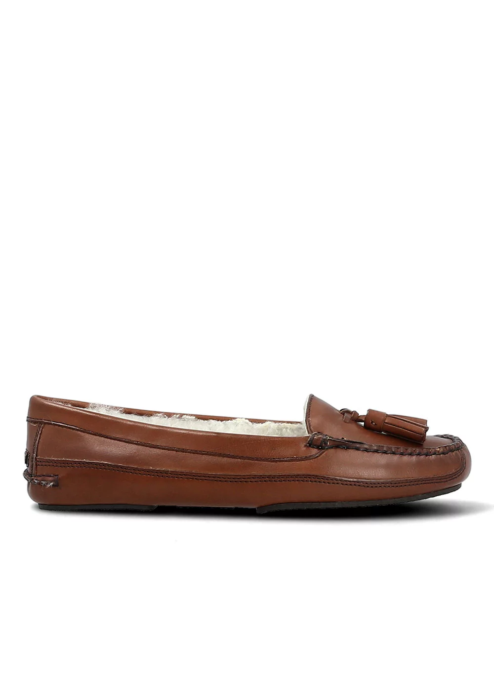 PANTOUFUR TASSEL SLIPPERS CUIR MOUTON BEIGE