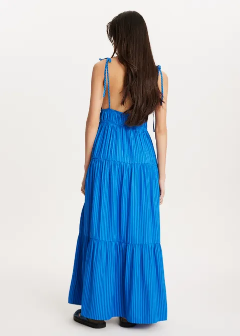 Maxi jurk met v-hals blauw (BLW.K)