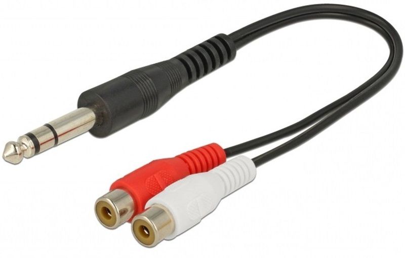 Audio Adapter Kabel - 6,35mm Jack naar Tulp Stereo - 0,20 Meter - Analoog
