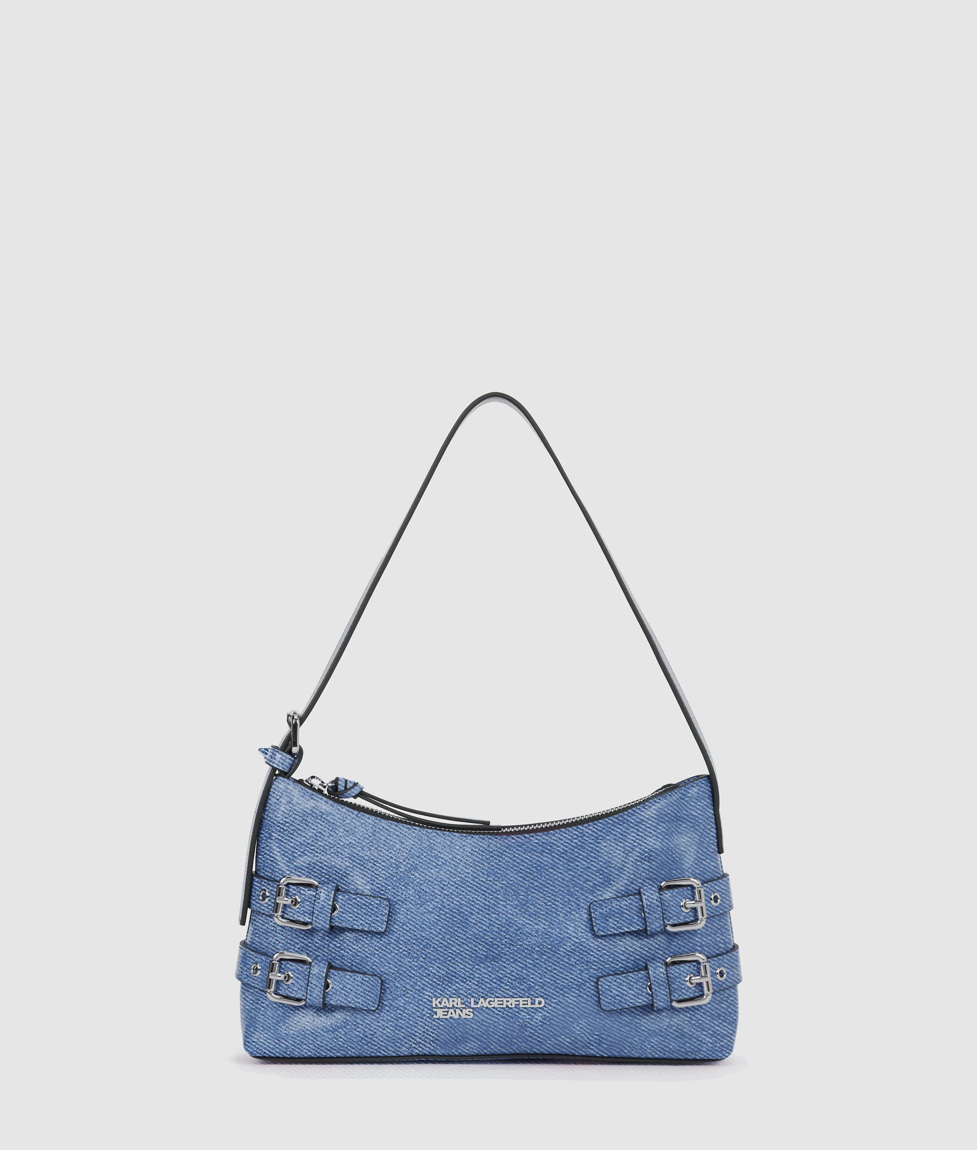 Denim schoudertas met gesp