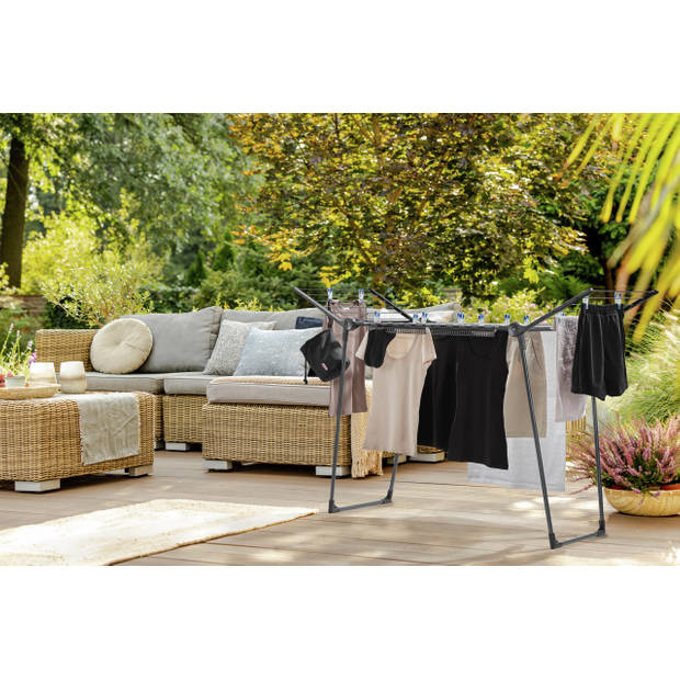 Leifheit Droogrek Pegasus 150 Solid Slim - 15 m drooglengte - Zwart