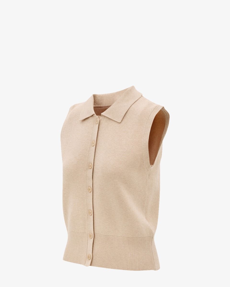 Lune Active Olly Sleeveless Cardigan Beige Damesvest