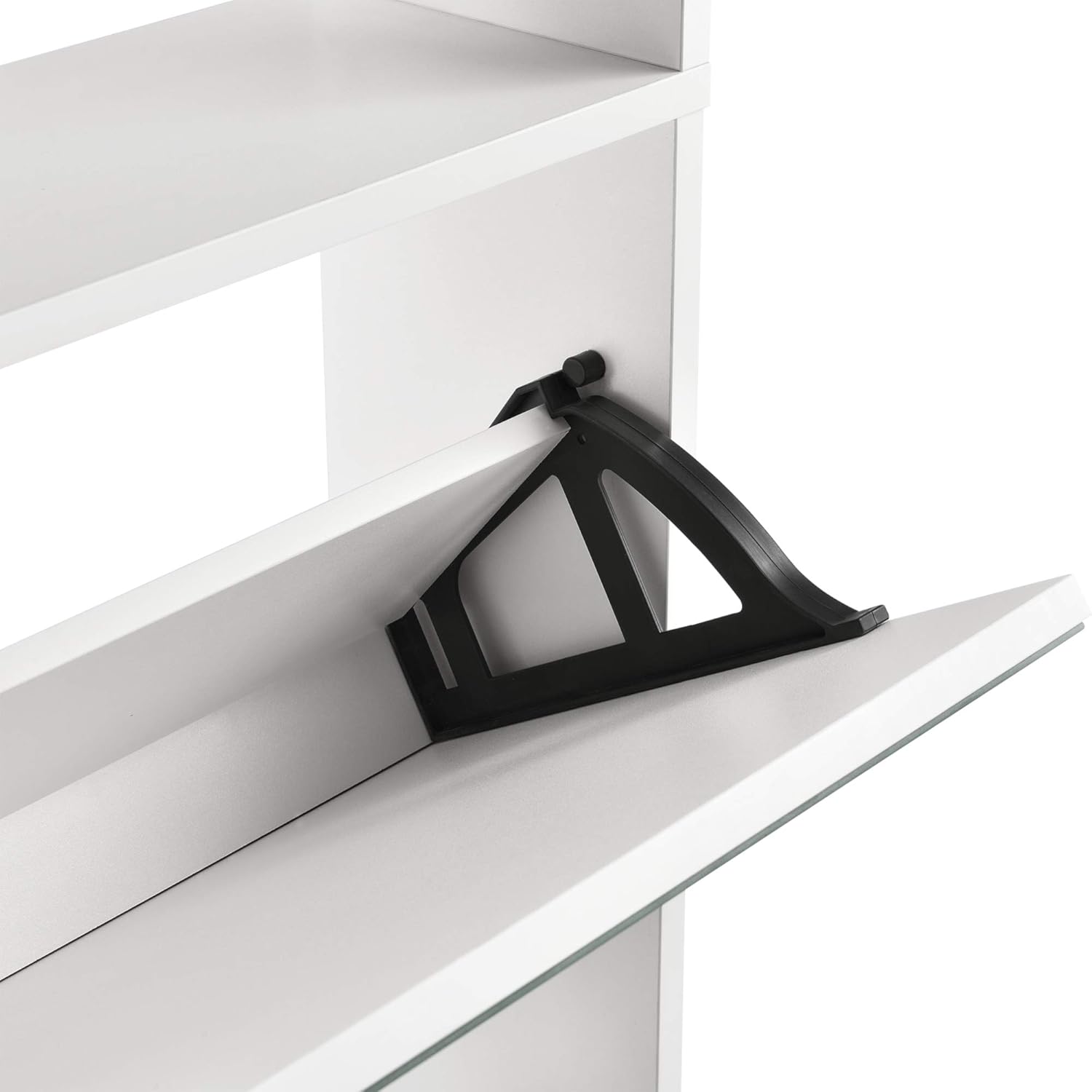[en.casa] Schuhkipper Vogar Schuhschrank mit 4 Klappen verspiegelt Schuhkommode für 12 Paar Schuhe 134 x 63 x 17 cm Schuhaufbewahrung Weiß