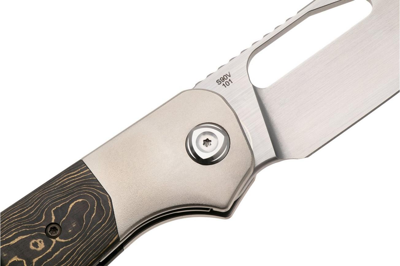 Liong Mah Field Duty 3.5 Satin S90V, Gold Camo Carbonfiber Titanium, zakmes