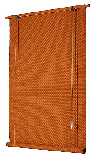Store enrouleur occultant bois tissé intérieur et extérieur Ballauff orange 100/110 x 200 cm
