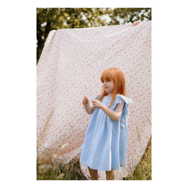 Louise Misha Robe Martine Brodée Unie | Bleu ciel