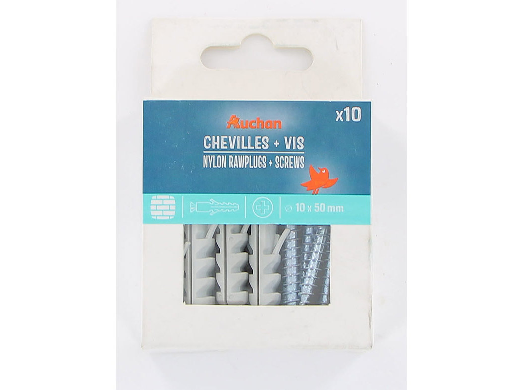 BUCHAS   PARAFUSOS AUCHAN 10 PEÇAS 10X50MM