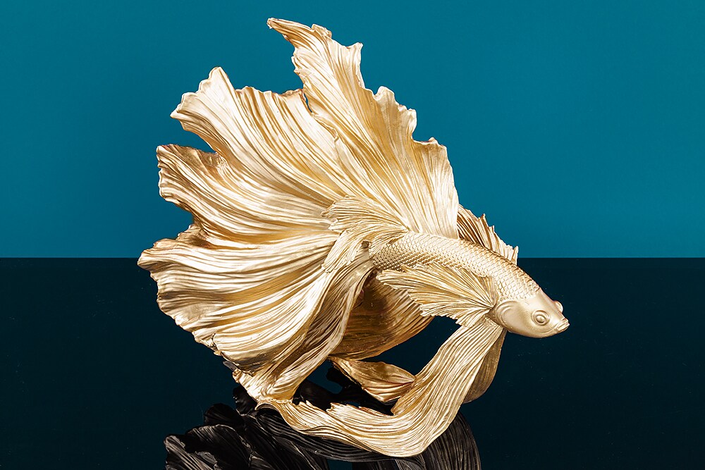 riess-ambiente Skulptur CROWNTAIL - Design Deko Figur Kampffisch 35cm gold Betta Fisch Skulptur
