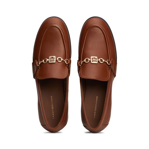 Tommy Hilfiger Chain Loafers, Cognac Brown, 38