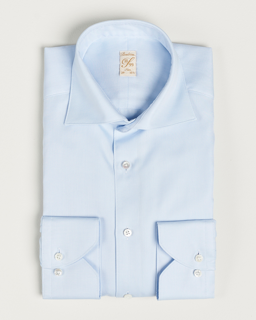 Stenströms 1899 Slim Cotton Royal Oxford Shirt Light Blue