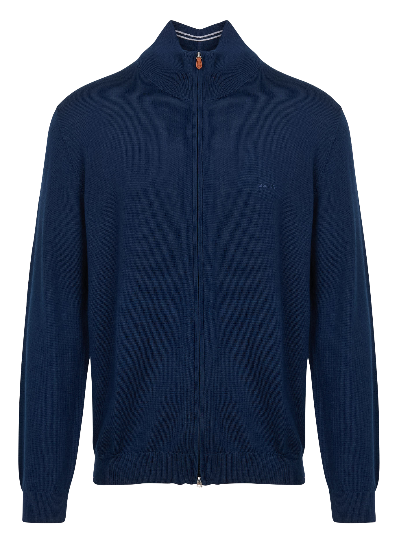 Gilet droit col montant en laine | Bleu