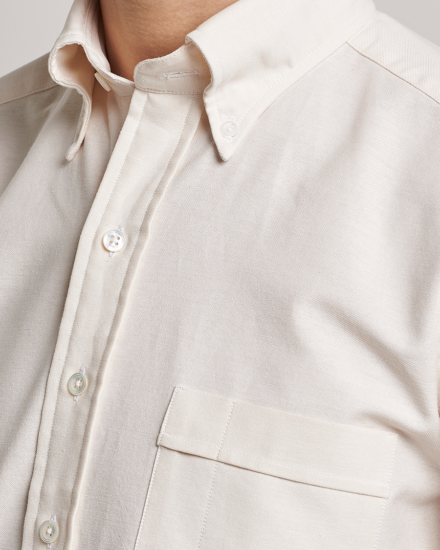 Drake's Button Down Oxford Shirt Cream