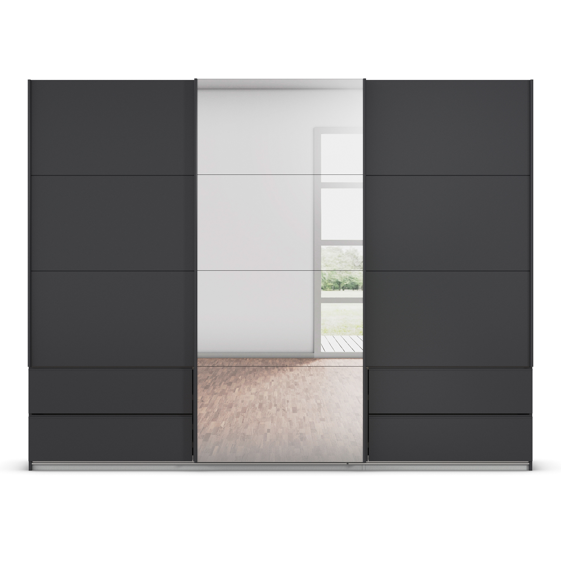 Schwebetürenschrank - grau metallic - 271 cm