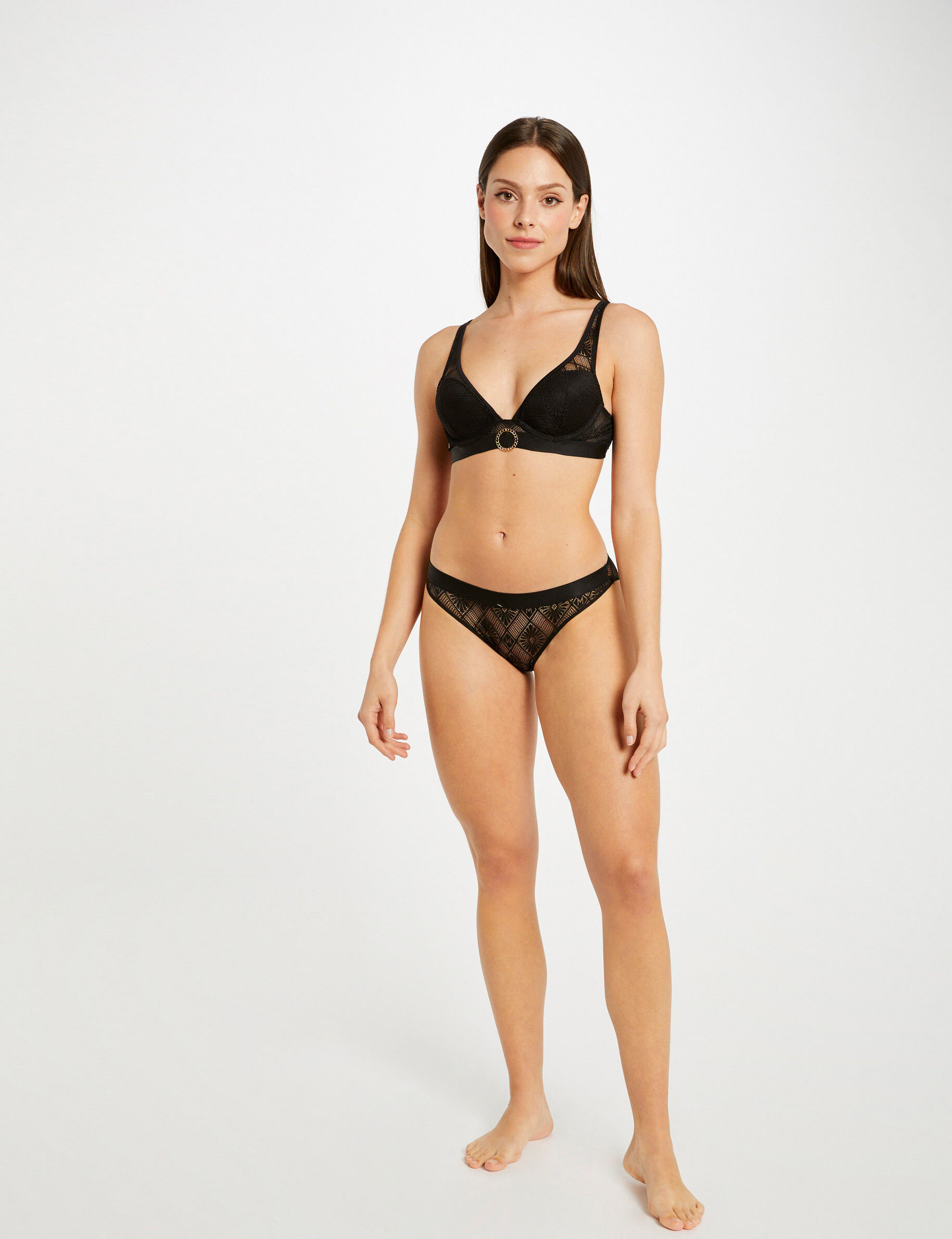 Slip en dentelle noir femme - noir