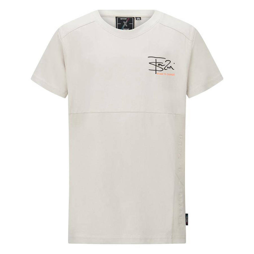 Retour Jeans T-shirt Captain met printopdruk ecru