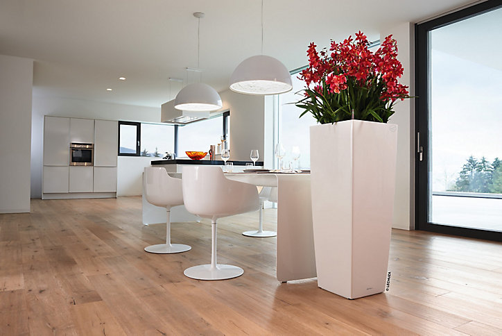 Pot carré Lechuza Alto Premium blanc brillant 40 x 40 x h.105 cm