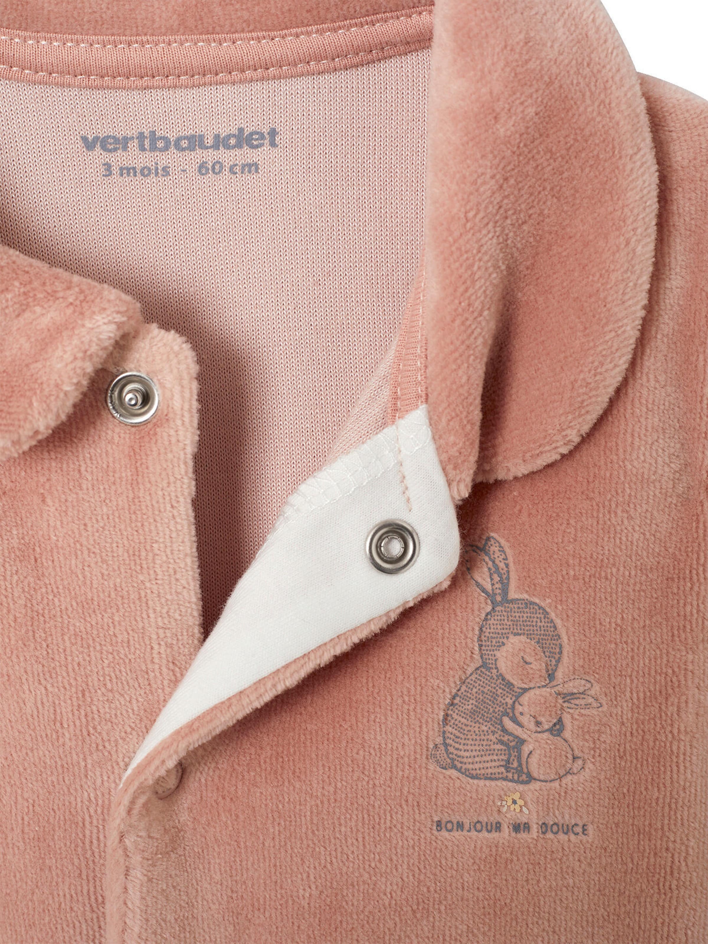 Vertbaudet 2er-Pack Baby Samtstrampler mit Bio-Baumwolle rosa