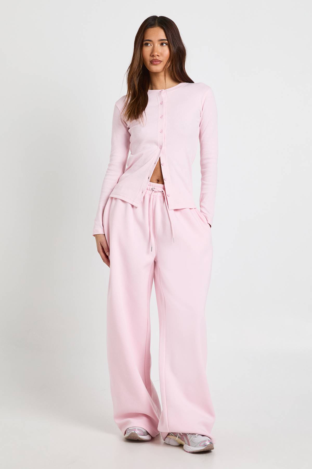 boohoo Ensemble Survêtement Côtelé Haut Manches Longues Boutonné