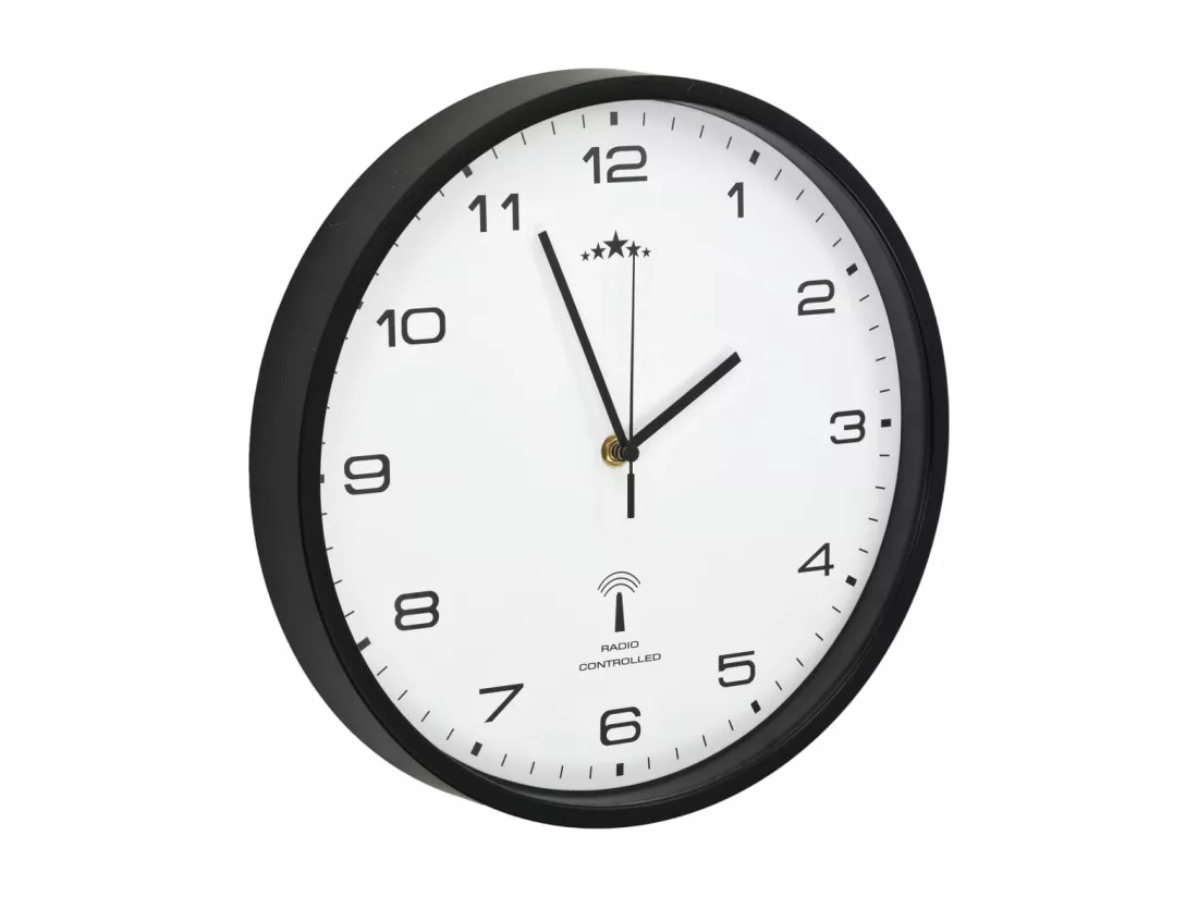 Horloge murale radioguidée Mouvement à quartz 31 cm Blanc/noir