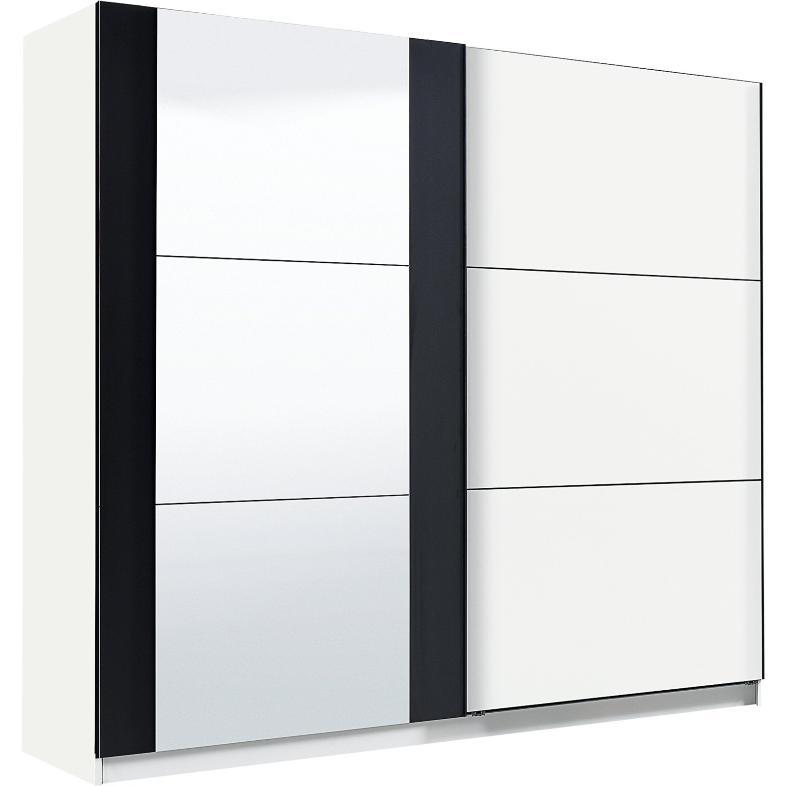 Schwebetürenschrank Sardinia Melamin weiss 217 x 210 x 62,5 cm, mit Spiegel