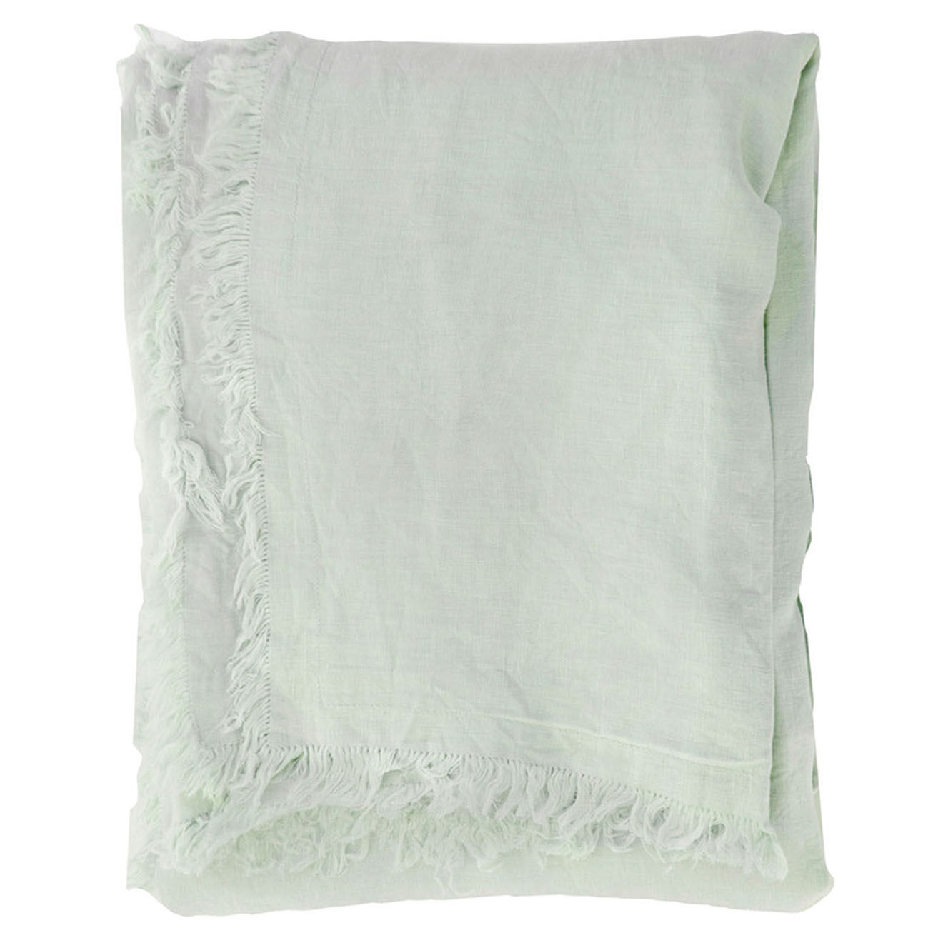 Febronie Couvre-lit 100% Lin frangé Hortense vert amande