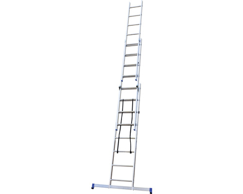 WERNER Multifunctionele ladder, aanleun-, trap- of uitschuifladder, aluminium, 3-delig, 3 x 8 sporten, werkhoogte 5,2 m