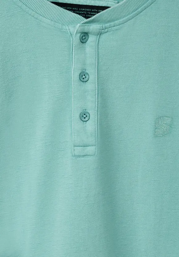 Washed Henleyshirt - aurora turquoise
