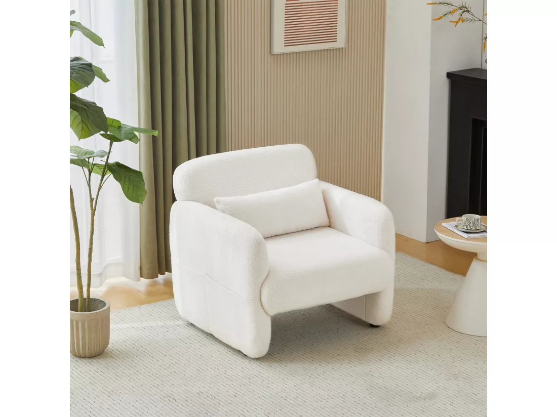 Arturesthome fauteuil célibataire décontracté, blanc, une pièce,d88cm×h778cm