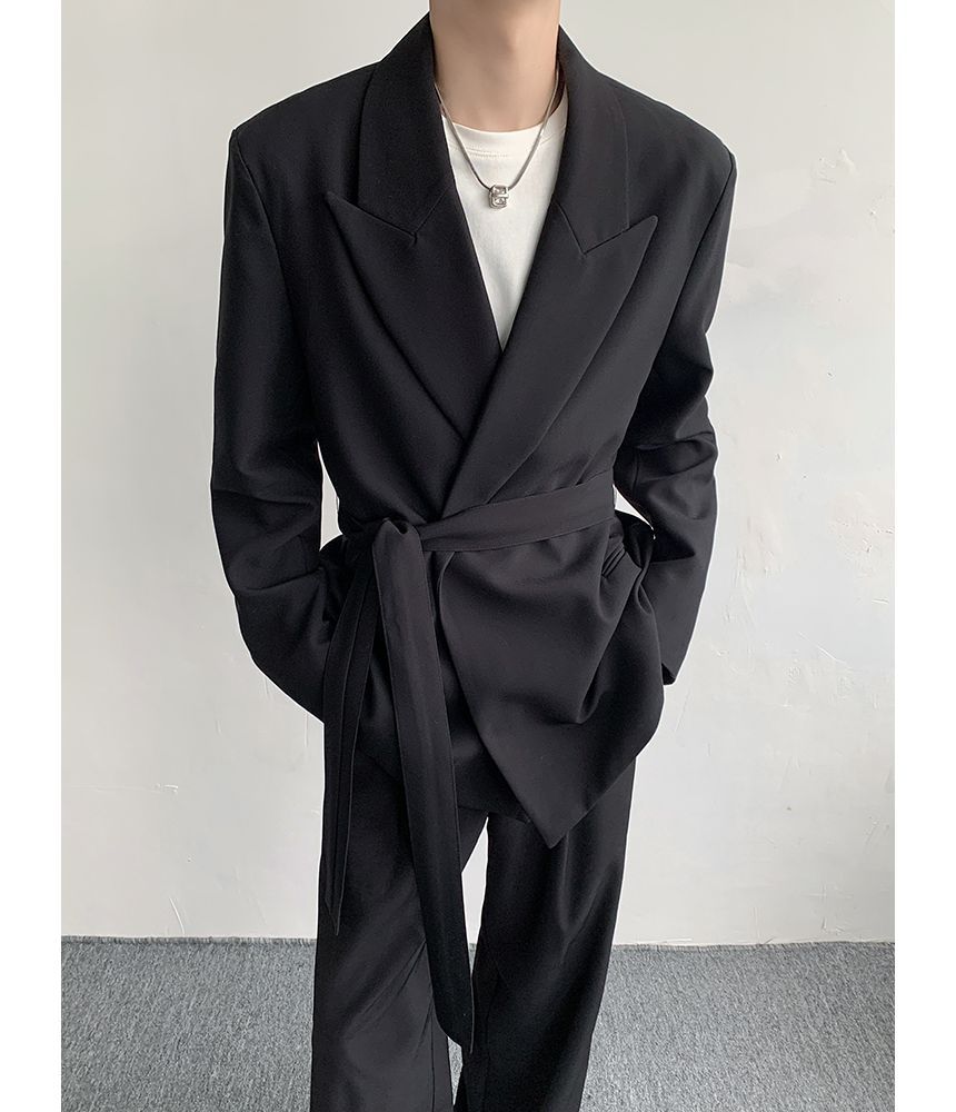 Freehop - Effen blazer met strikceintuur