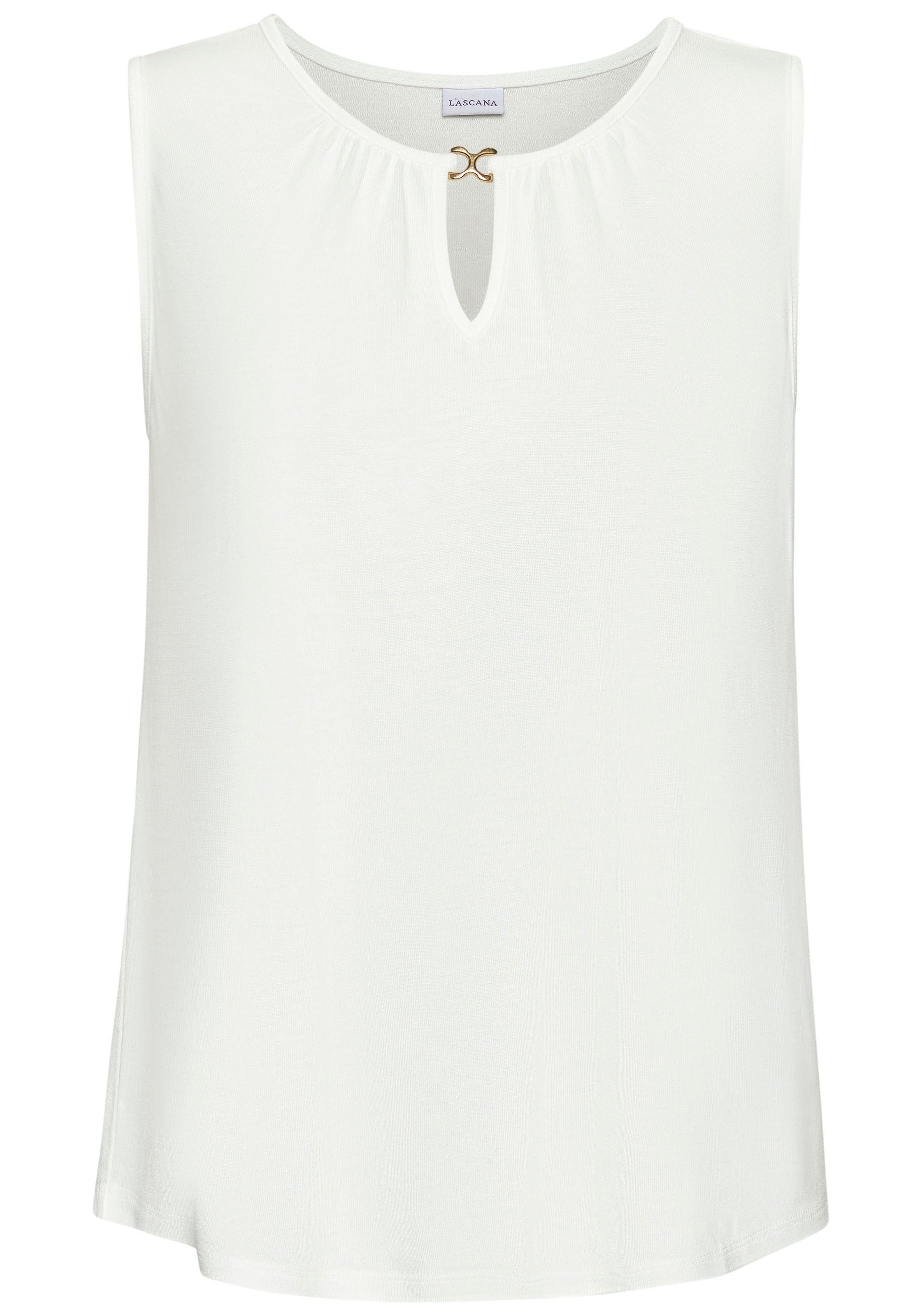 Vivance Tanktop , mit goldenem Zieraccessoire, weich fliessende Qualität