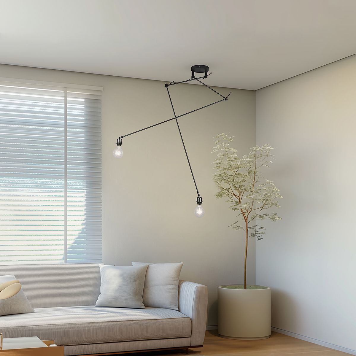 Moderne hanglamp zwart zonder kap 2-lichts - Blitz