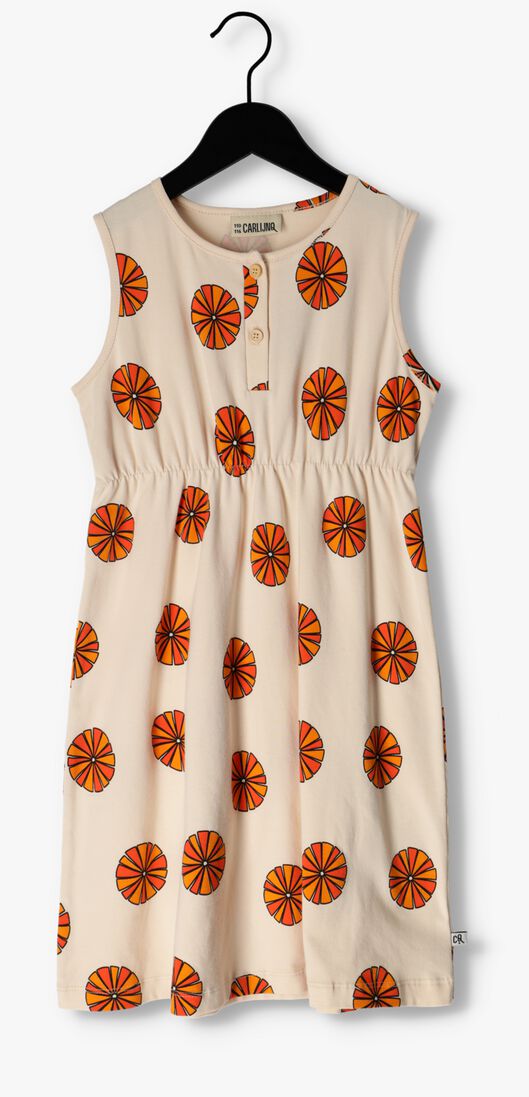 CARLIJNQ gebroken wit carlijnq midi jurk parasol - 2 button dress no sleeves