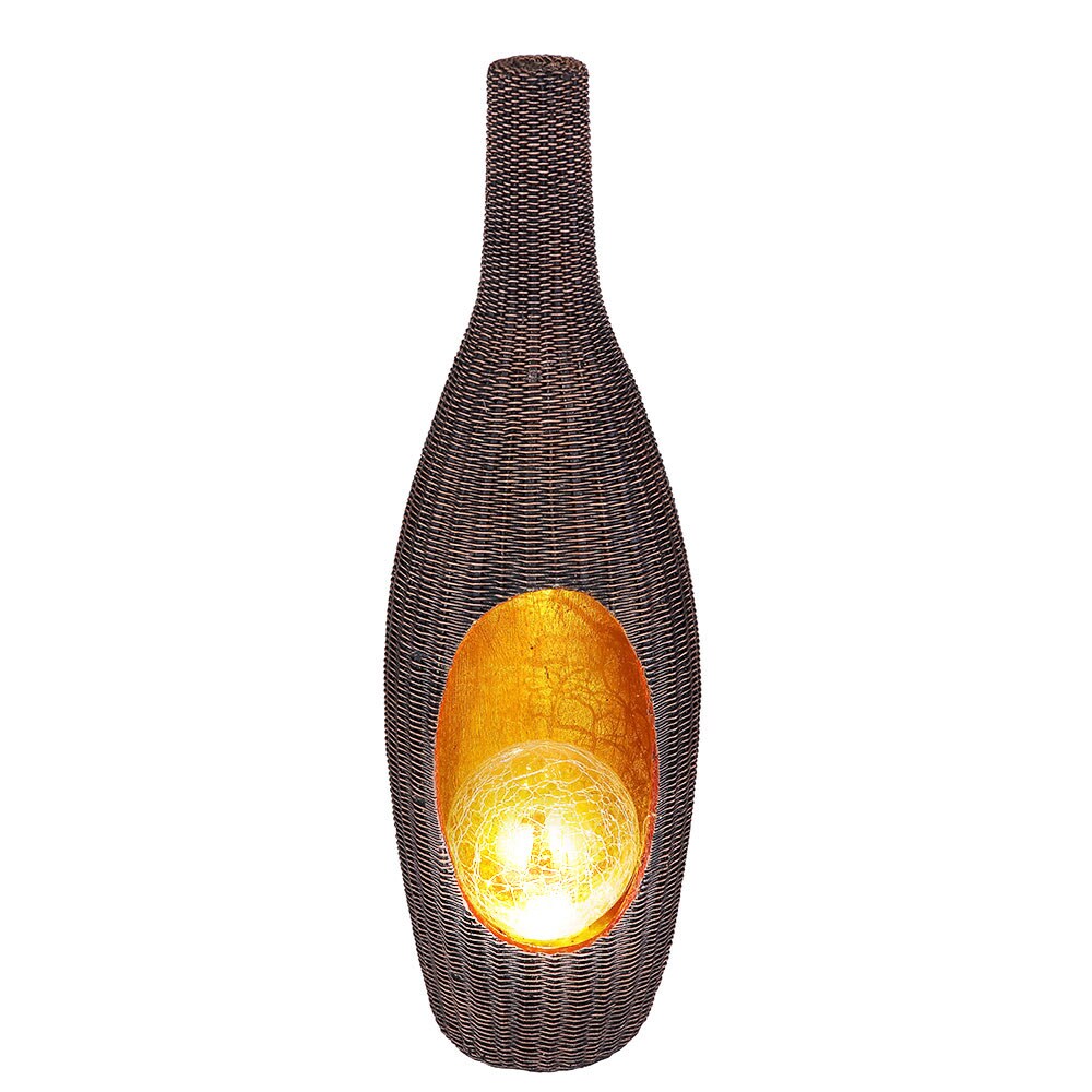 LED Solarleuchte, Rattan Design, Glas Kugel, gold, H 45,5 cm